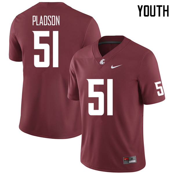 Youth #51 Hank Pladson Washington State Cougars College Football Jerseys Sale-Crimson